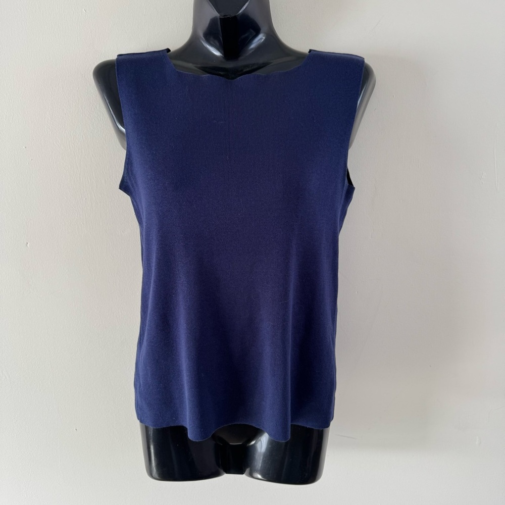 SOLD!! Navy Sleeveless Women's Top - SILK/COTTON Blend